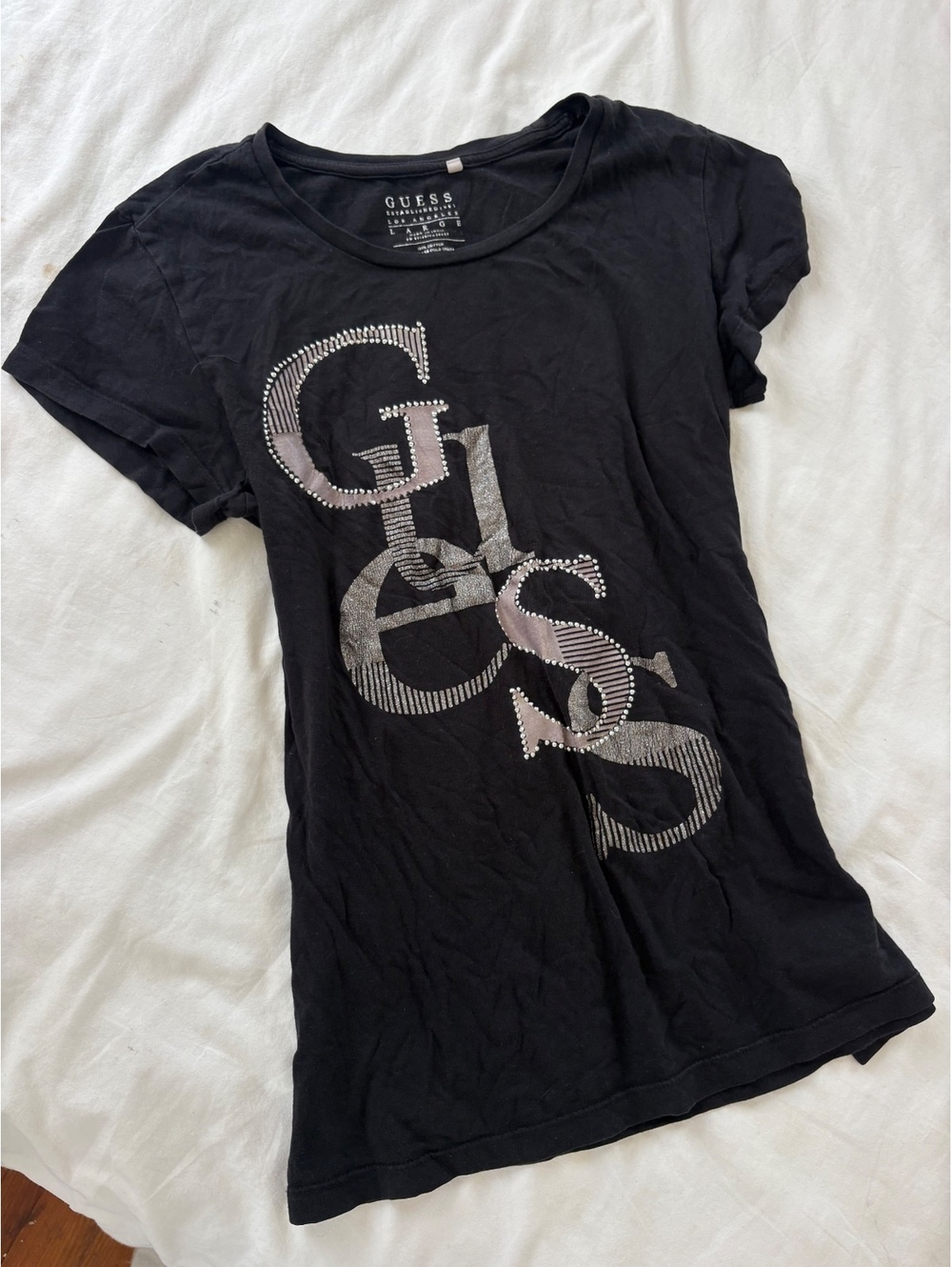 Guess y2k black logo baby tee